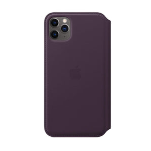iPhone 11 Pro Max Leather Folio Case - Aubergine