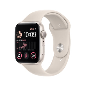 Refurbished Apple Watch SE (2022) - 44mm Starlight Aluminium Case with White Sport Band